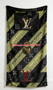 LV Gold Glitch Flannel Blanket LV Black Gold Stripe Throw IMG_3279
